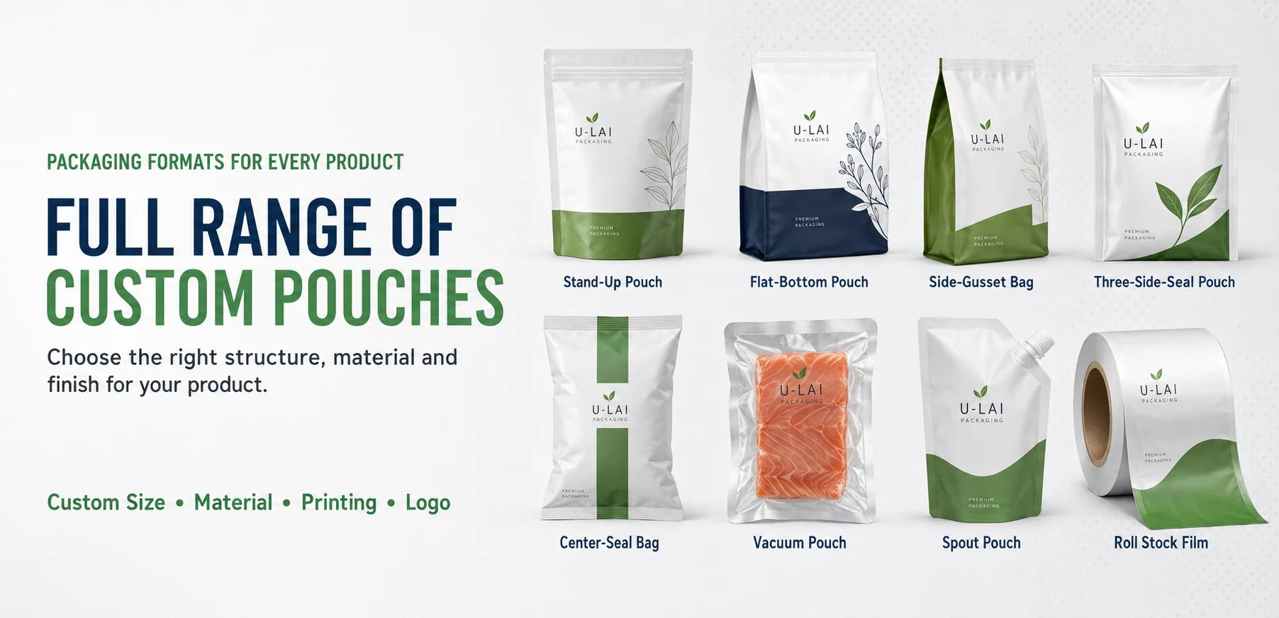 Full range of custom packaging pouches