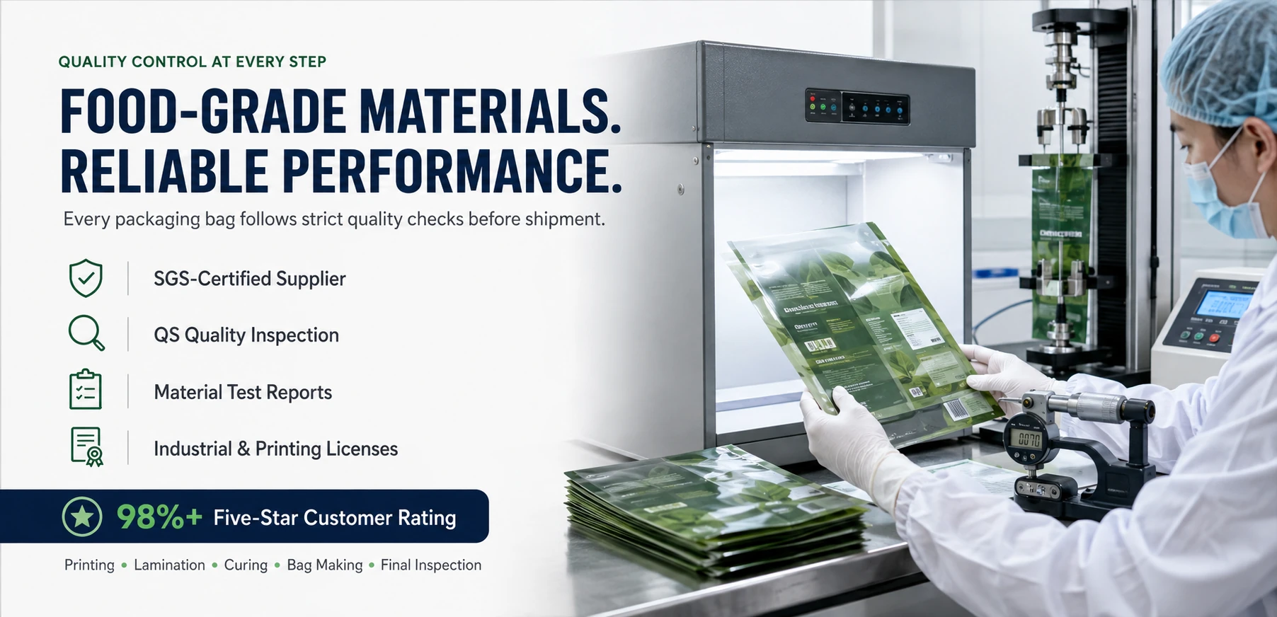 Food-grade materials and quality inspection
